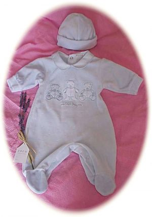 Baby's velour suit and hat